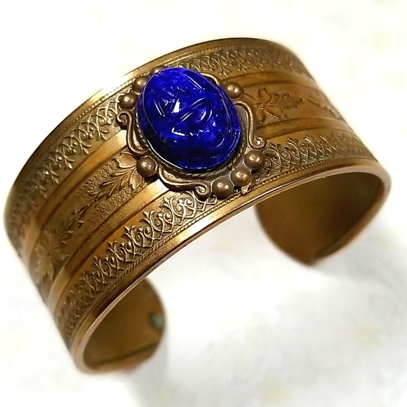 Vintage Jewelry - Vintage Art Deco Egyptian Revival Scarab Bracelet